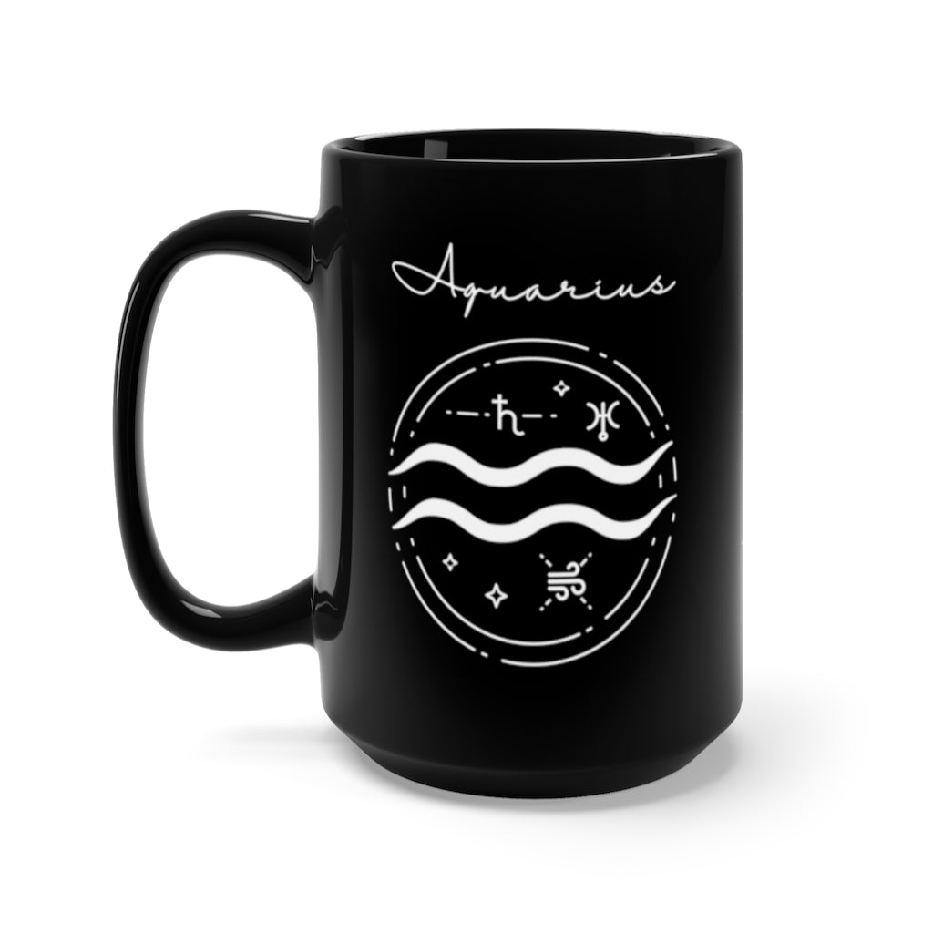 Aquarius 15oz Black Mug